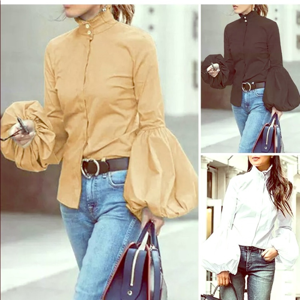 Fashion bubble sleeve casual top